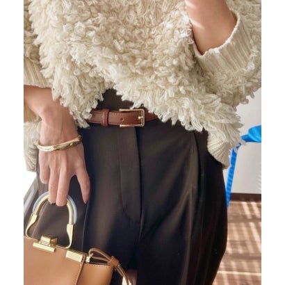 フロージュ florge 【牛革】【サイズ調整可能】細めきちんと見えるベーシックレザーベルト （ブラウン）