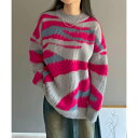 ジュエローブ Jewelobe ニュアンスジャガードモヘアライクオーバーニット (レッド)