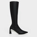 Devon デボン スカルプチュアヒールロングブーツ (Black)