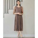 ドレスプラス DRESS+ レースシフォンドッキングワンピース パーティードレス (ブラウン)