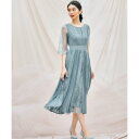 ドレスプラス DRESS+ レースシフォンドッキングワンピース パーティードレス (ブルーグレー)