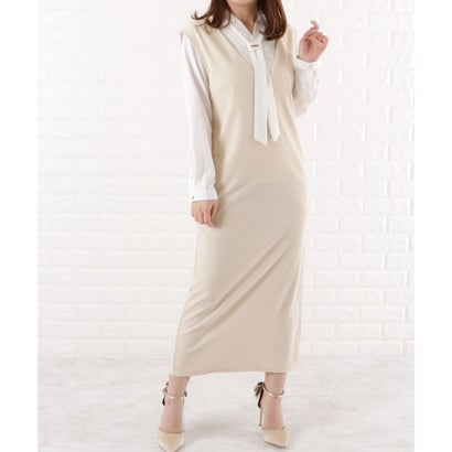 レースレディース Lace Ladies Vネックロングジャンパースカート (アイボリー)
