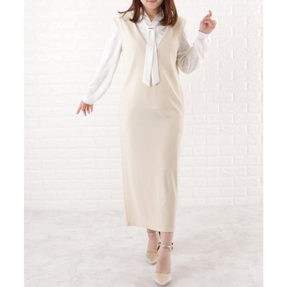 レースレディース Lace Ladies Vネックロングジャンパースカート （アイボリー）