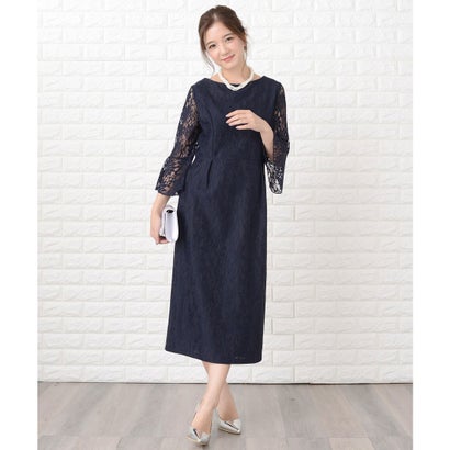 レースレディース Lace Ladies 花柄総レースミモレ丈シンプルパーティドレス・ワンピース (ネイビー) レースレディース Lace Ladies 花柄総レースミモレ丈シンプルパーティドレス・ワンピース (ネイビー)