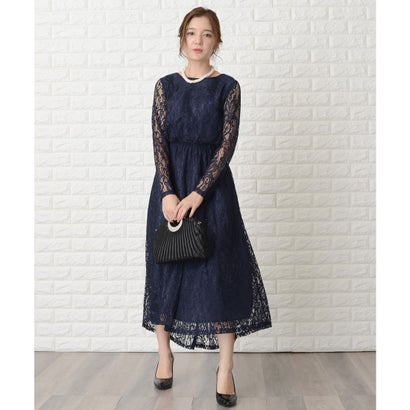 レースレディース Lace Ladies 総レースウエストゴムフィッシュテールロングワンピース・ドレス (ネイビー) レースレディース Lace Ladies 総レースウエストゴムフィッシュテールロングワンピース・ドレス (ネイビー)
