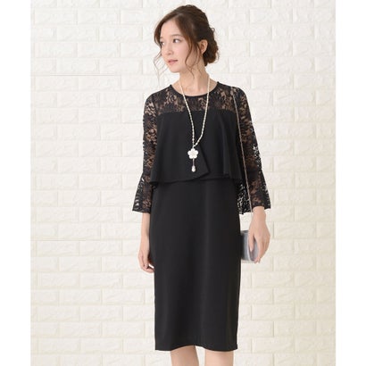 レースレディース Lace Ladies 花柄レース袖 コクーンドレス （ブラック）