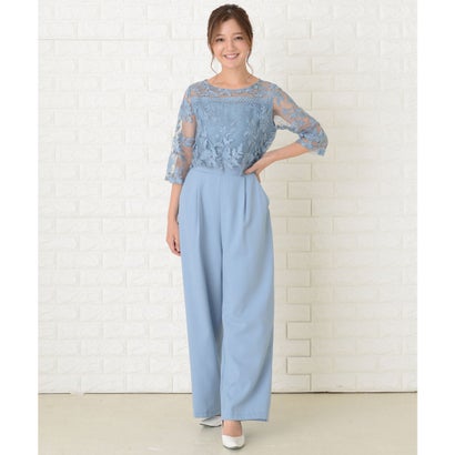 レースレディース Lace Ladies 五分袖オールインワンパンツドレス パーティードレス （ライトブルー）