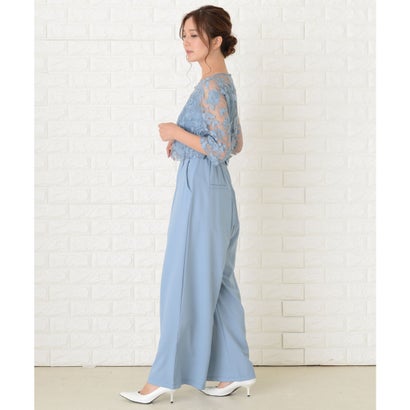 レースレディース Lace Ladies 五分袖オールインワンパンツドレス パーティードレス （ライトブルー）