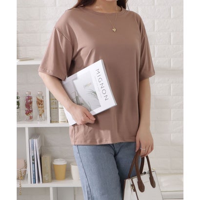 レースレディース Lace Ladies 【選べるネックライン】ゆるシルエット半袖カラーTシャツ (Uネック・モカ) レースレディース Lace Ladies 【選べるネックライン】ゆるシルエット半袖カラーTシャツ (Uネック・モカ)