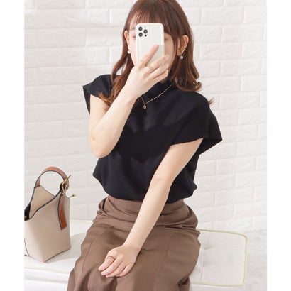 レースレディース Lace Ladies プチハイネック半袖ニットトップス （ブラック）