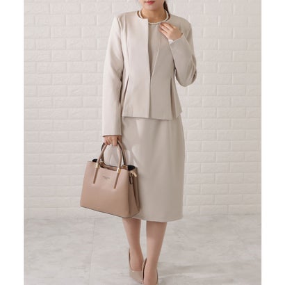 レースレディース Lace Ladies ノーカラージャケット&コクーンワンピースセットアップ (ベージュ)