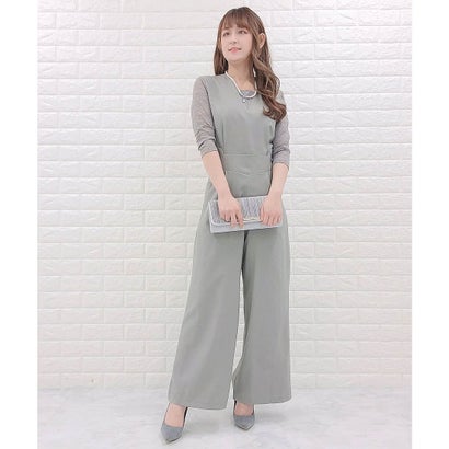 レースレディース Lace Ladies 選べる袖丈2タイプ Vネック オールインワン・パンツドレス (グレー七分袖) レースレディース Lace Ladies 選べる袖丈2タイプ Vネック オールインワン・パンツドレス (グレー七分袖)