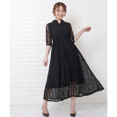 レースレディース Lace Ladies 総レーススキッパー襟ワンピースドレス (ブラック) レースレディース Lace Ladies 総レーススキッパー襟ワンピースドレス (ブラック)