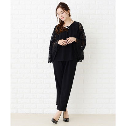 レースレディース Lace Ladies 5WAYフレアケープ付きセットアップ・パンツドレス (ブラック) レースレディース Lace Ladies 5WAYフレアケープ付きセットアップ・パンツドレス (ブラック)
