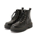 レースレディース Lace Ladies 2way厚底レースアップショートブーツ (ブラック)