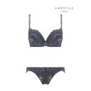 アモスタイル バイ トリンプ AMOSTYLE BY Triumph 背中すっきりブラ&ショーツセット トウィンクルフラワー 281 Eカップ 【返品不可商品】 (グレー)(4)