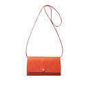 ヒロフ HIROFU 【アクセサリー】クラッチバッグ ウォレットショルダーバッグ (ストラップ付き) レザー 2WAY 本革 (カンパリ(165))