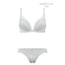 アモスタイル バイ トリンプ AMOSTYLE BY Triumph DeepV ブラ&ショーツセット クラシカルレース 1340 E-Fカップ【返品不可商品】 (グレー)