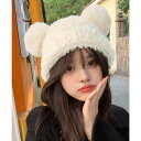 ミニミニストア miniministore くま耳ニット帽 小顔 レディース 韓国風 (アイボリー)
