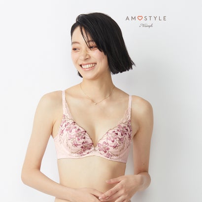 アモスタイル ハ?イ トリンフ? AMOSTYLE BY Triumph 夢みるブラDeepV アモスタイル25thアニバーサリーコレクション 1444 B-Dカップ （ブラッシュドピンク）