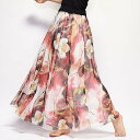 アイカ ica ふんわり柔らかな花柄のシフォン素材 ロング丈フレアスカート (52)