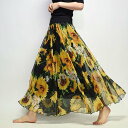 アイカ ica ふんわり柔らかな花柄のシフォン素材 ロング丈フレアスカート (58)