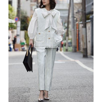 エルフランク ELFRANK ミックスツイードフリンジVネックベスト （ブルーミックス）のサムネイル