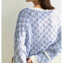 ジーラ GeeRA かぎ針編リーフ柄ショートニット (ブルー)