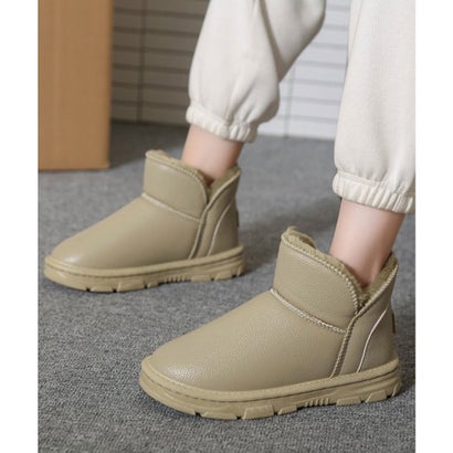 ミニミニストア miniministore ムートンブーツ PUレザー 裏起毛ブーツ （薄カーキ）