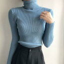 アミュレット Amulet タートルネックインナーニット レディース 10代 20代 30代 韓国ファッション 秋 冬 カジュアル 可愛い 白 黒 無地 シンプル トップス (ブルー)(4)