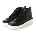 エルドベーレ Erd Beere【本革】リサイクルレザーレースハイカットスニーカー (BLACK)(4)