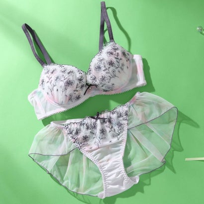 パリーゼ Palissee グラデーションシアーフラワー3/4カップブラ&バックレースフレアショーツ【返品不可商品】 (パープル)