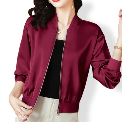 アイカ ica 光沢感のあるサテン素材 ショート丈 きれいめ ブルゾン （WRD）