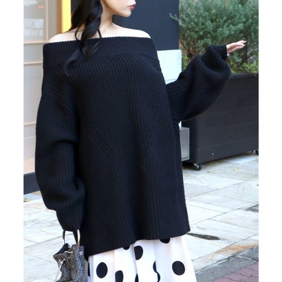 ロイヤルパーティー ROYAL PARTY ルーズシルエットカラーニット (ブラック)