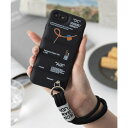 エモニーク emonique ハンドストラップ付き グラフィックデザイン シリコンエアーダウン iPhoneケース カバー (ブラック)