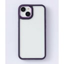 エモニーク emonique マット/メタリックコントラスト フレーム 耐衝撃 iPhoneケース カバー (ダークパープル)