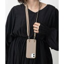 エモニーク emonique iPhoneケース カバー PUレザー ショルダーストラップ付 (カーキ)