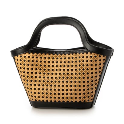 クーコ COOCO バンブーシート×フェイクレザーくり手2WAYトートバッグ (ブラック) クーコ COOCO バンブーシート×フェイクレザーくり手2WAYトートバッグ (ブラック)