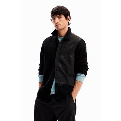 デシグアル Desigual イラストパッチワーク シャツ (グレー/ブラック)