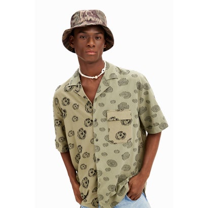 デシグアル Desigual 刺繍 リゾートシャツ (グリーン)
