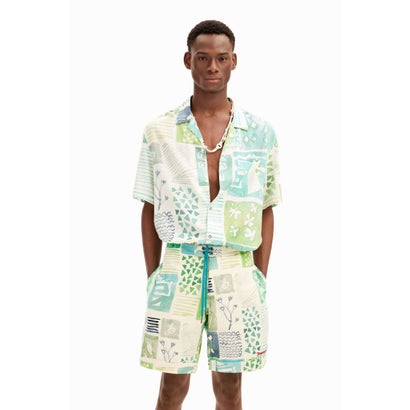 デシグアル Desigual パッチワーク コットン サーフパンツ 【返品不可商品】 （ホワイト）