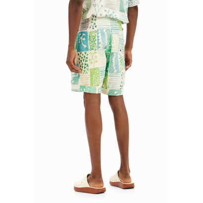 デシグアル Desigual パッチワーク コットン サーフパンツ 【返品不可商品】 （ホワイト）