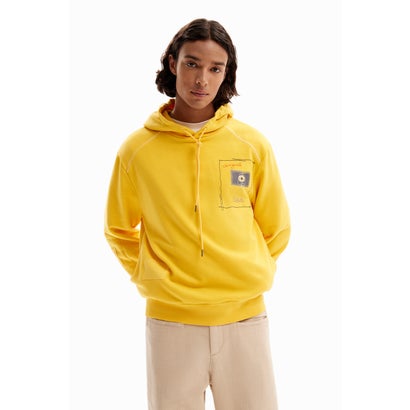 デシグアル Desigual パッチワーク&メッセージ フーディ (イエロー)