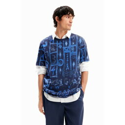 デシグアル Desigual アーティモチーフ Tシャツ （ブルー）