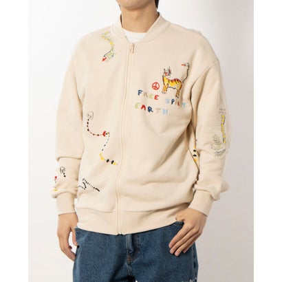 デシグアル Desigual 刺繍 スウェットボンバージャケット (ホワイト)