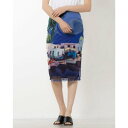 デシグアル Desigual M. Christian Lacroix 風景モチーフ ミディスカート (ブルー)