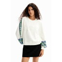 デシグアル Desigual 刺繍 パフスリーブ スウェットシャツ (ホワイト)