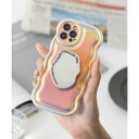 エモニーク emonique ブラケットホルダー付き うねうね メタリック/クリア iPhoneケース カバー (シルバー系その他)