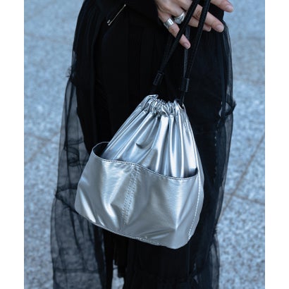 リネーム Rename 【インフルエンサーIMOKO×DEVICEコラボ】 3way メタリック シャイニー 巾着 トート ショルダーバッグ (SIL)