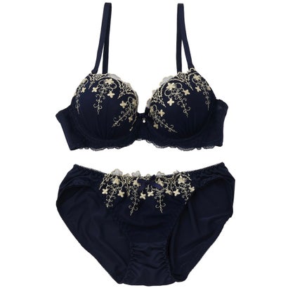 パリーゼ Palissee ゴールドシャイニー3/4モールドカップブラ＆ショーツ【返品不可商品】 （ネイビー）